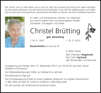 Anzeige von Christel Brütting von MGO