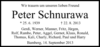 Anzeige von Peter Schnurawa von MGO