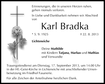 Anzeige von Karl Bradka von MGO