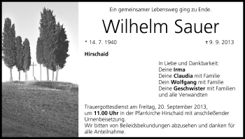 Anzeige von Wilhelm Sauer von MGO