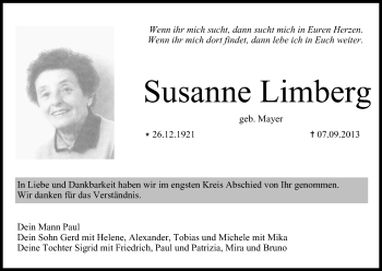 Anzeige von Susanne Limberg von MGO