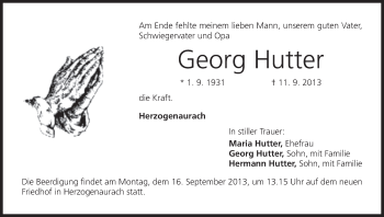 Anzeige von Georg Hutter von MGO
