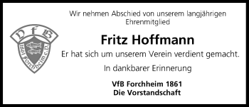 Anzeige von Fritz Hoffmann von MGO