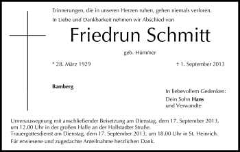 Anzeige von Friedrun Schmitt von MGO