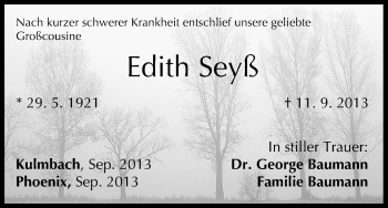 Anzeige von Edith Seyß von MGO