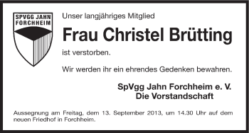 Anzeige von Christel Brütting von MGO