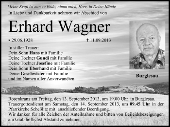 Anzeige von Erhard Wagner von MGO