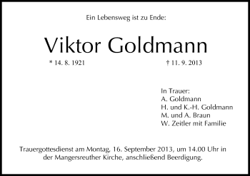 Anzeige von Viktor Goldmann von MGO