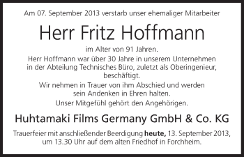 Anzeige von Fritz Hoffmann von MGO