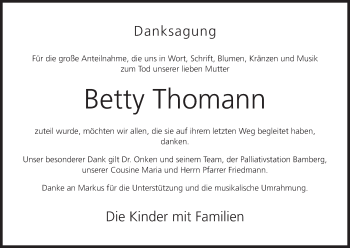 Anzeige von Betty Thomann von MGO