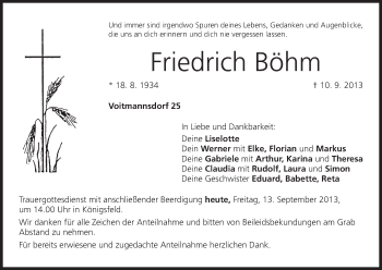 Anzeige von Friedrich Böhm von MGO