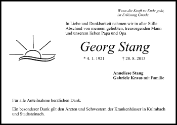 Anzeige von Georg Stang von MGO