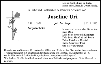 Anzeige von Josefine Uri von MGO
