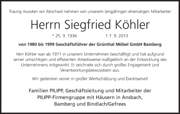 Anzeige von Siegfried Köhler von MGO