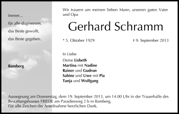 Anzeige von Gerhard Schramm von MGO