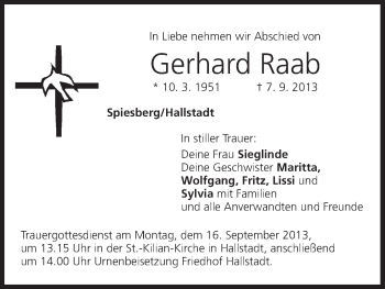 Anzeige von Gerhard Raab von MGO