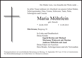 Anzeige von Maria Möhrlein von MGO