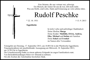 Anzeige von Rudolf Peschke von MGO