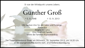 Anzeige von Günther Groß von MGO