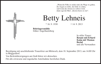 Anzeige von Betty Lehneis von MGO