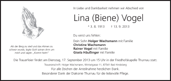 Anzeige von Lina Vogel von MGO