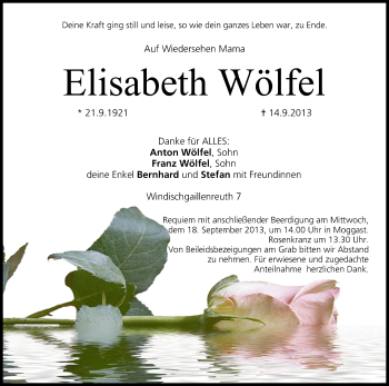 Anzeige von Elisabeth Wölfel von MGO