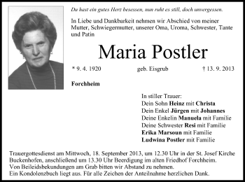 Anzeige von Maria Postler von MGO