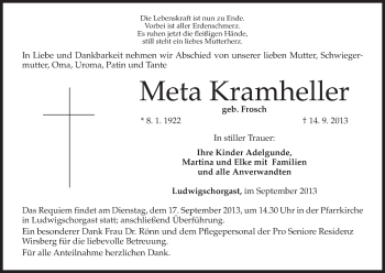 Anzeige von Meta Kramheller von MGO