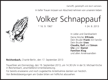 Anzeige von Volker Schnappauf von MGO