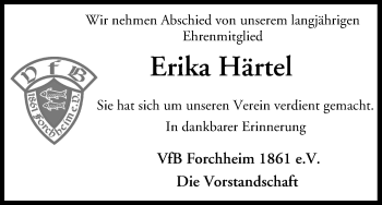 Anzeige von Erika Härtel von MGO