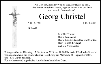 Anzeige von Georg Christel von MGO