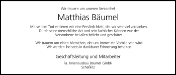 Anzeige von Matthias Bäumel von MGO