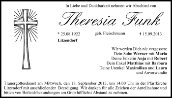 Anzeige von Theresia Funk von MGO