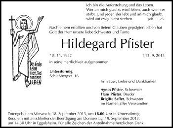 Anzeige von Hildegard Pfister von MGO