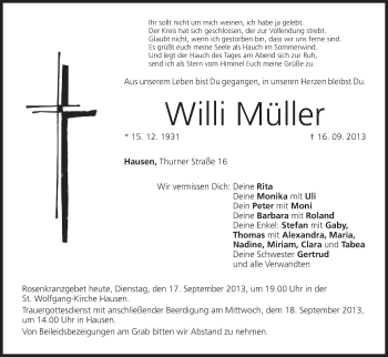 Anzeige von Willi Müller von MGO
