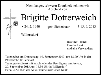 Anzeige von Brigitte Dotterweich von MGO