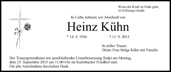 Anzeige von Heinz Kühn von MGO