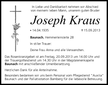 Anzeige von Joseph Kraus von MGO
