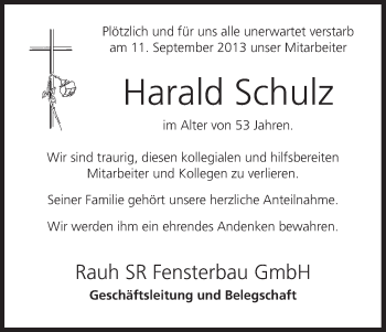Anzeige von Harald Schulz von MGO