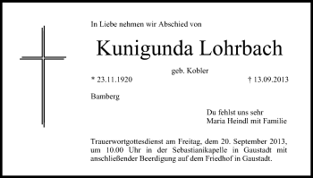 Anzeige von Kunigunda Lohrbach von MGO