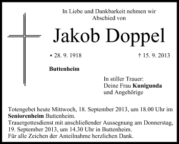 Anzeige von Jakob Doppel von MGO