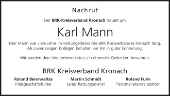 Anzeige von Karl Mann von MGO