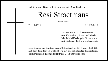 Anzeige von Resi Straetmans von MGO