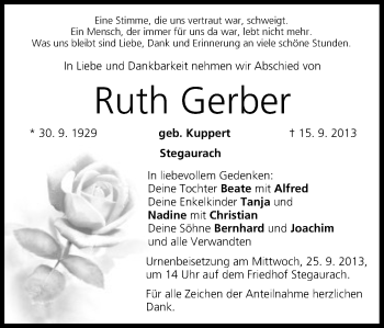 Anzeige von Ruth Gerber von MGO