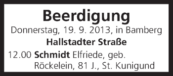 Anzeige von Beerdigung vom 19.09.2013 von MGO