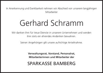 Anzeige von Gerhard Schramm von MGO