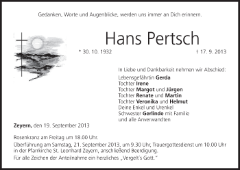 Anzeige von Hans Pertsch von MGO