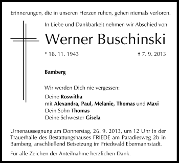 Anzeige von Werner Buschinski von MGO