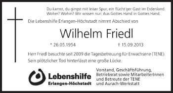 Anzeige von Wilhelm Friedl von MGO