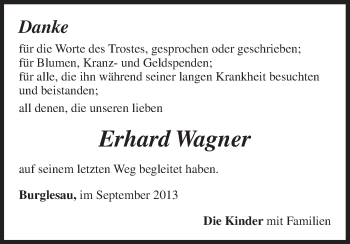 Anzeige von Erhard Wagner von MGO